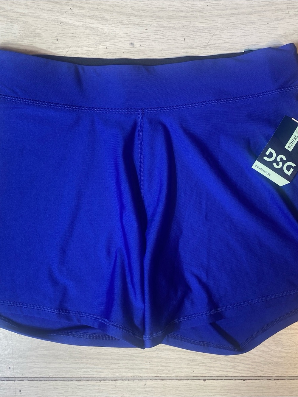 DSG Women's Core Compression Mid Rise Shorts 1X Royal Blue Surf The Web 5" NWT